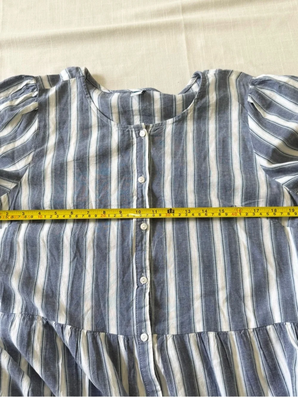 Old Navy Puff-sleeve Tiered Striped Midi Swing Dress Size L NWT - Picture 10 of 10